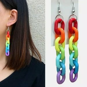 Rainbow Chain Link Earrings New